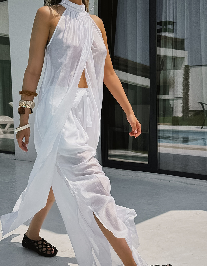 Wrap Blouse Chiffon - Sexy White Halter Backless Blouse Women