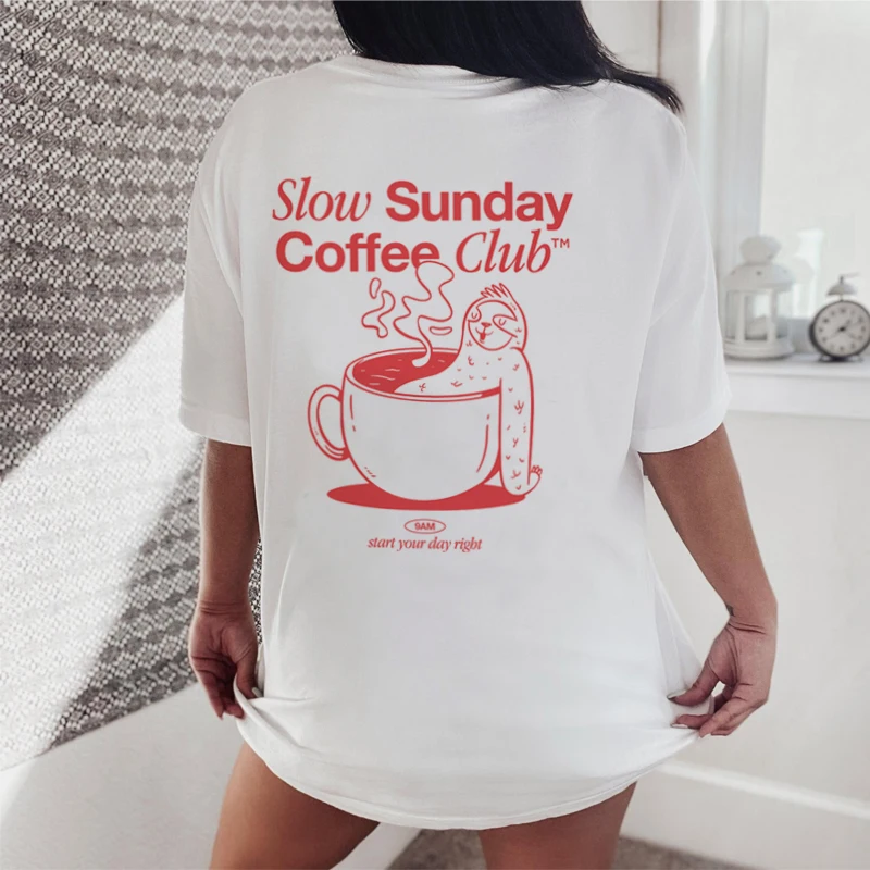 Women Fashion 80S - Women Retro Funny Coffee Club T-Shirts