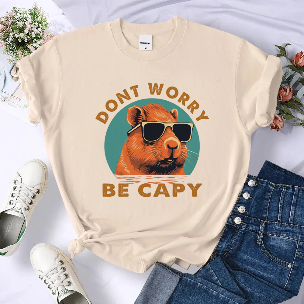 Women Fashion 80S - Capybara t shirt women Japanese harajuku