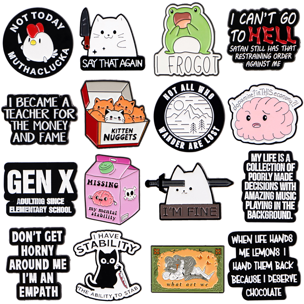 Women Fashion Quotes - Frog Cat Badges Lapel Pins for