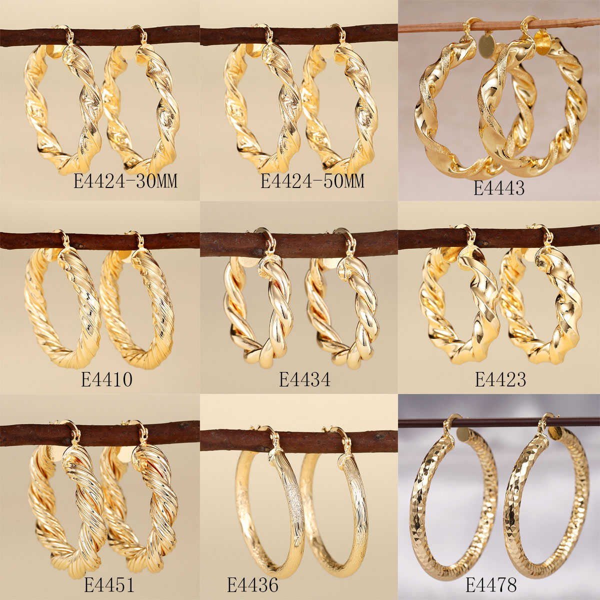Women'S Fashion Website - 9 Pairs 18K Gold Plated Copper