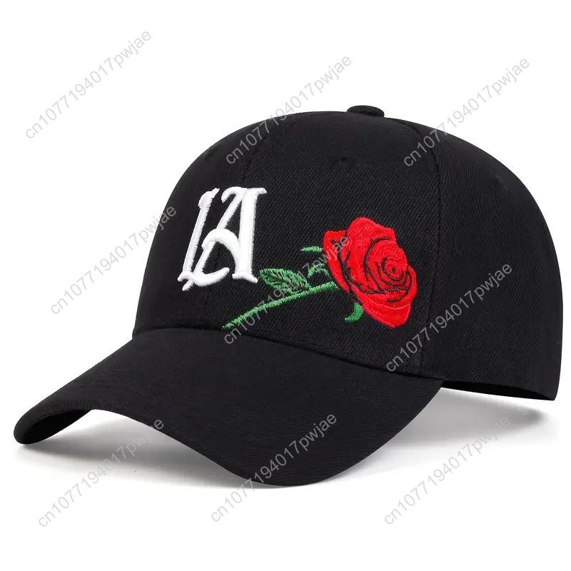 Women'S Fashion Hats - Rose-Embroidered LA Baseball Cap — Summer