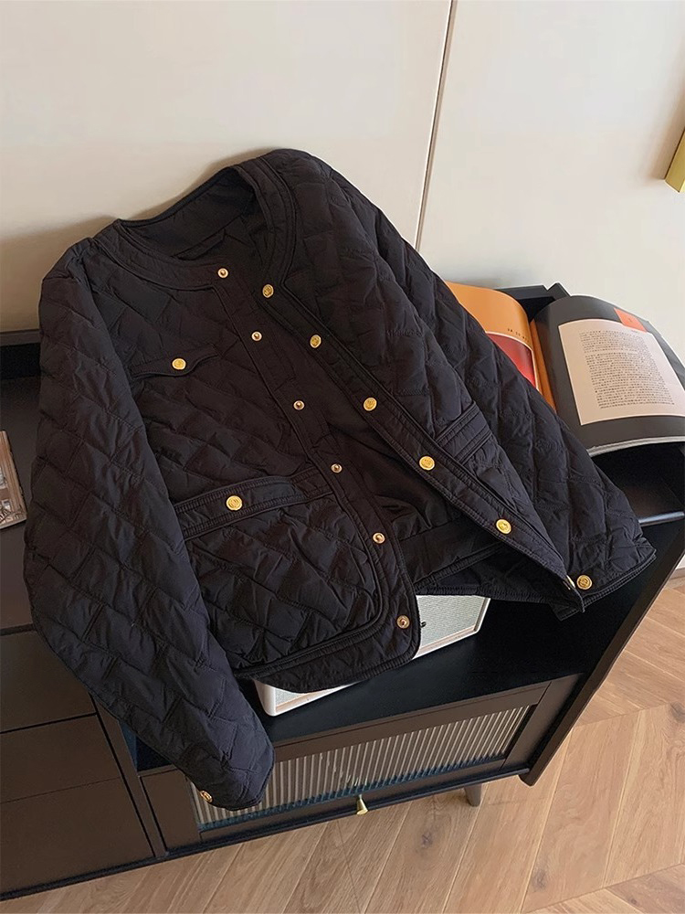 Women'S Fashion Quilted Jacket - Elegant Black Quilted Cotton Jacket Coat