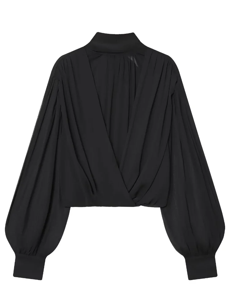 Sexy Black Sheer Chiffon Blous - Wrap Blouse Chiffon 리뷰 및 가격
