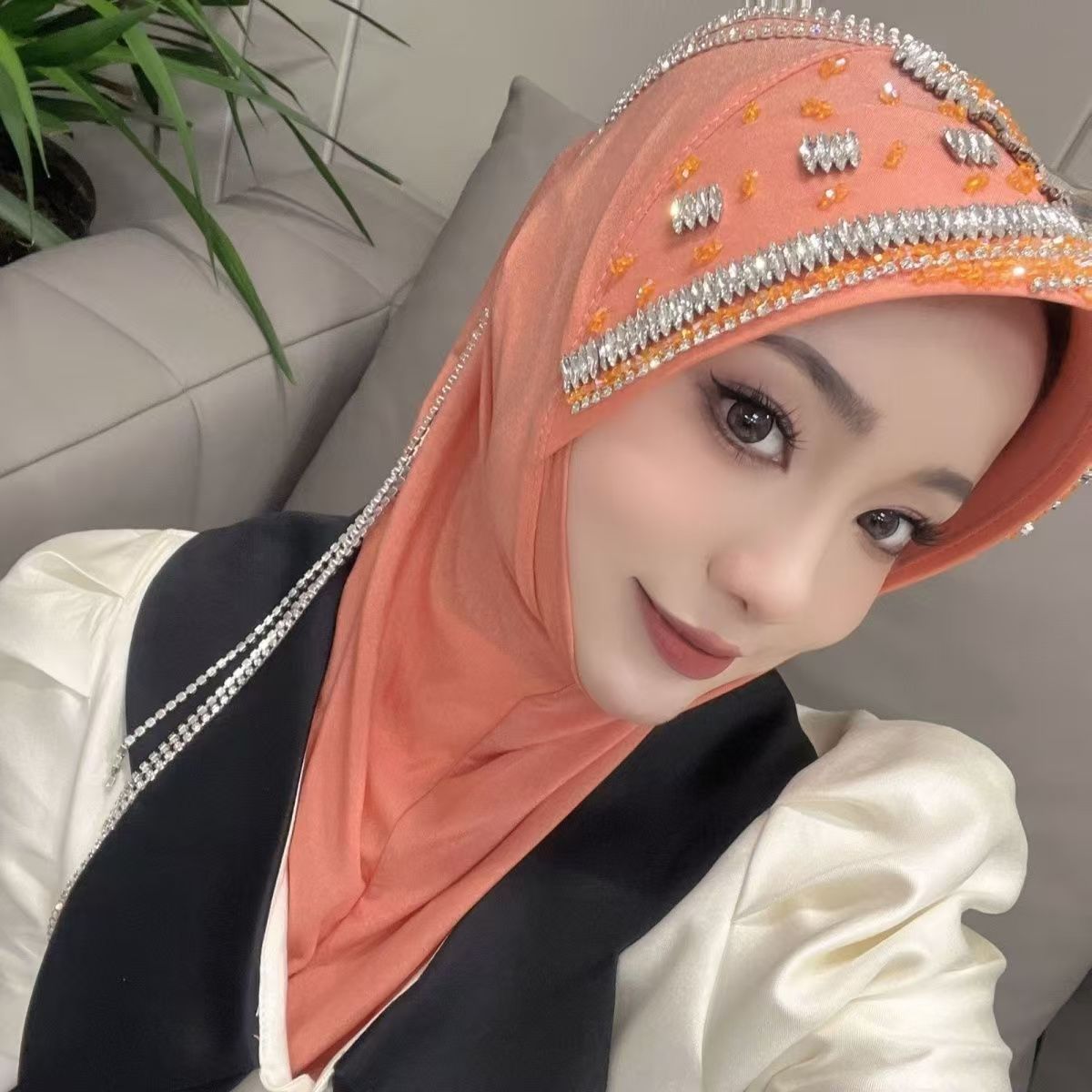 Luxury Hat Hijab Pink Scarf wi - Women'S Fashion Hats 리뷰 및 가격