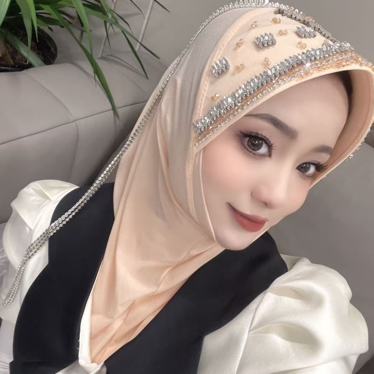 Luxury Hat Hijab Pink Scarf wi - Women'S Fashion Hats 리뷰 및 가격