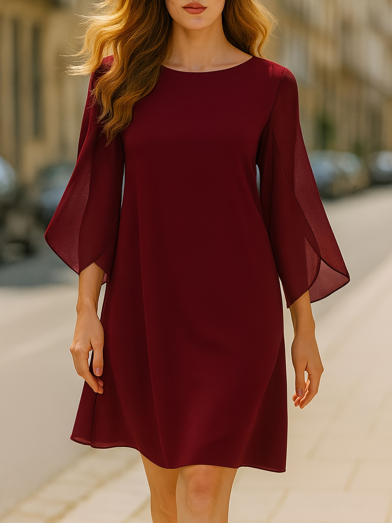 Womens Fluter Sleeve Crew Neck - Wrap Blouse Chiffon 리뷰 및 가격
