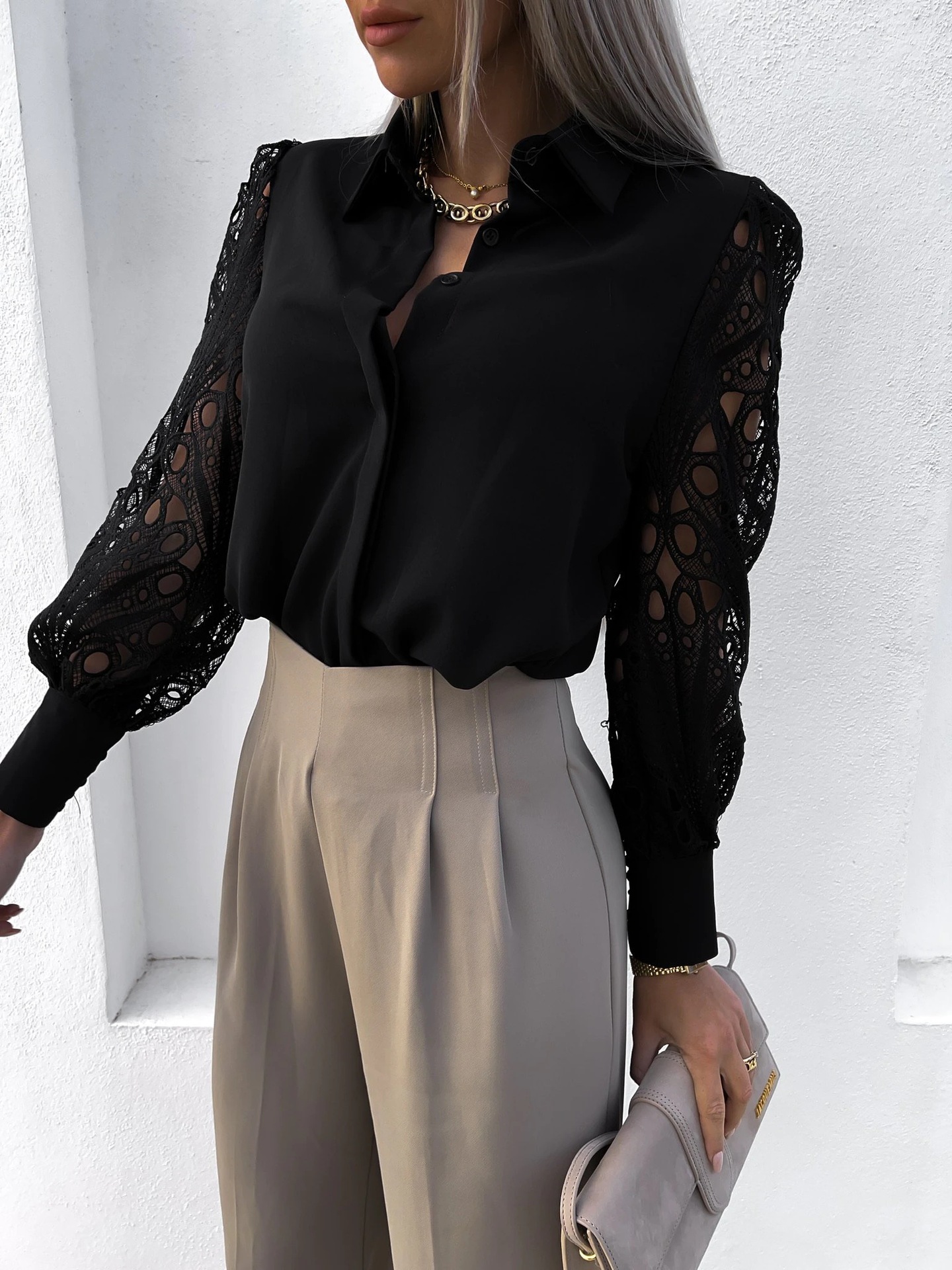 Women Elegant Solid Chiffon Bl - Wrap Blouse Chiffon 리뷰 및 가격