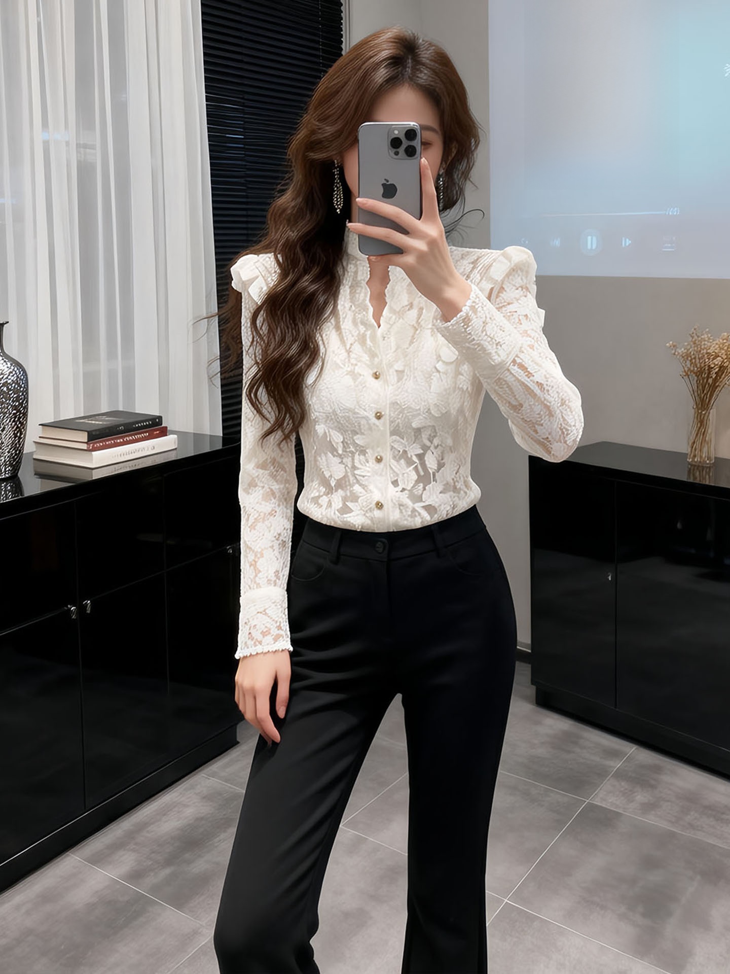 Elegant White Lace Shirt Korea - Women'S Fashion In The 50S 리뷰 및 가격