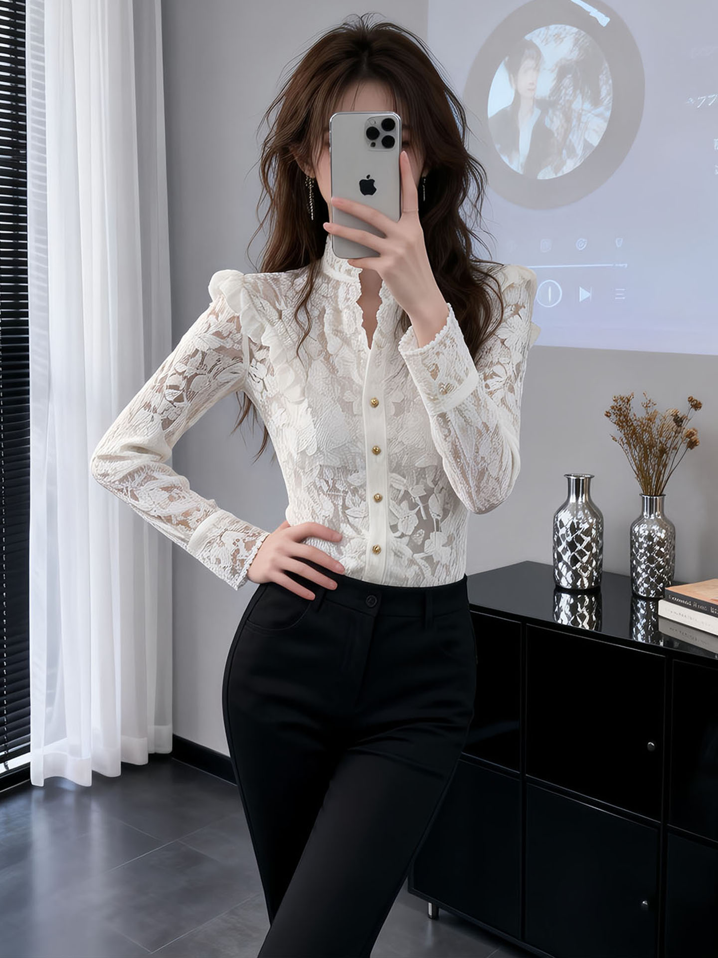 Elegant White Lace Shirt Korea - Women'S Fashion In The 50S 리뷰 및 가격