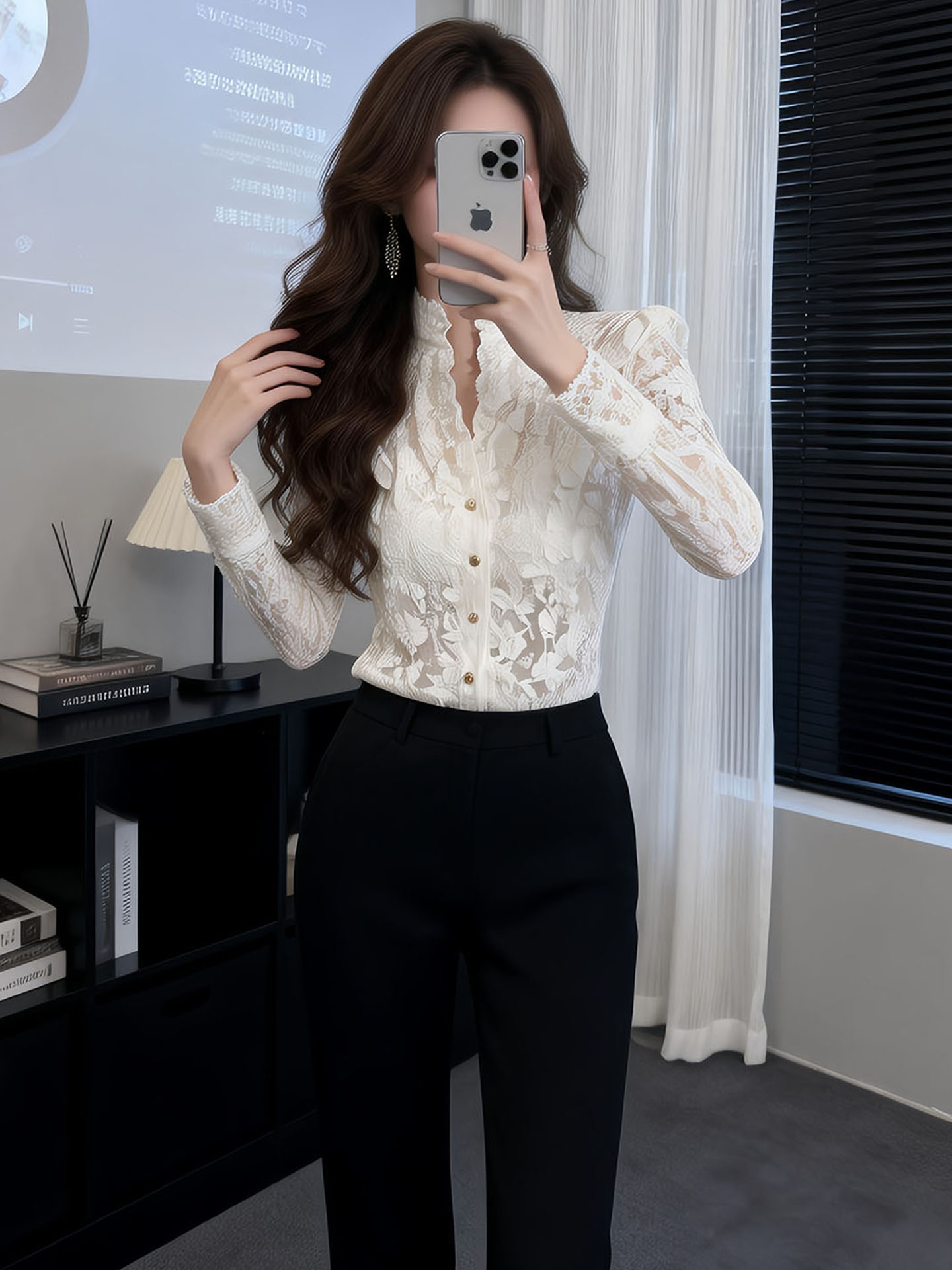 Elegant White Lace Shirt Korea - Women'S Fashion In The 50S 리뷰 및 가격