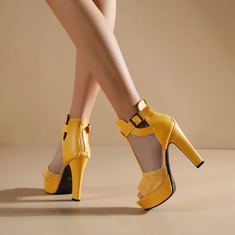 Yellow Mesh Platform Sandals W - Women'S Fashion Boots 리뷰 및 가격