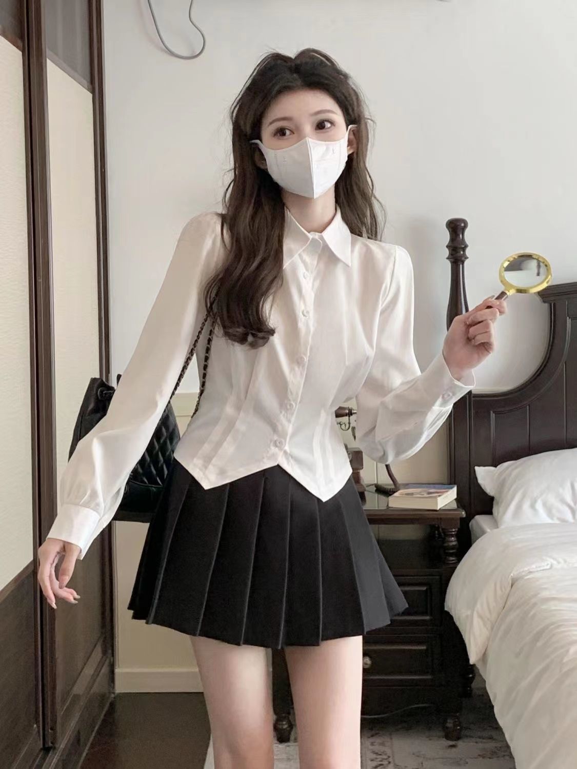 2000s White Long sleeve Vintag - Wrap Blouse Chiffon 리뷰 및 가격