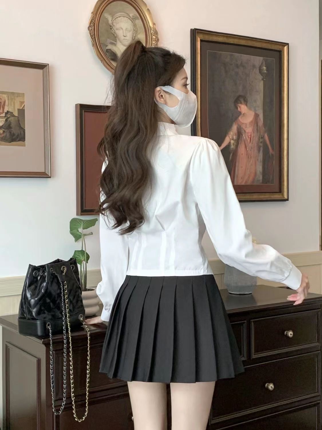 2000s White Long sleeve Vintag - Wrap Blouse Chiffon 리뷰 및 가격