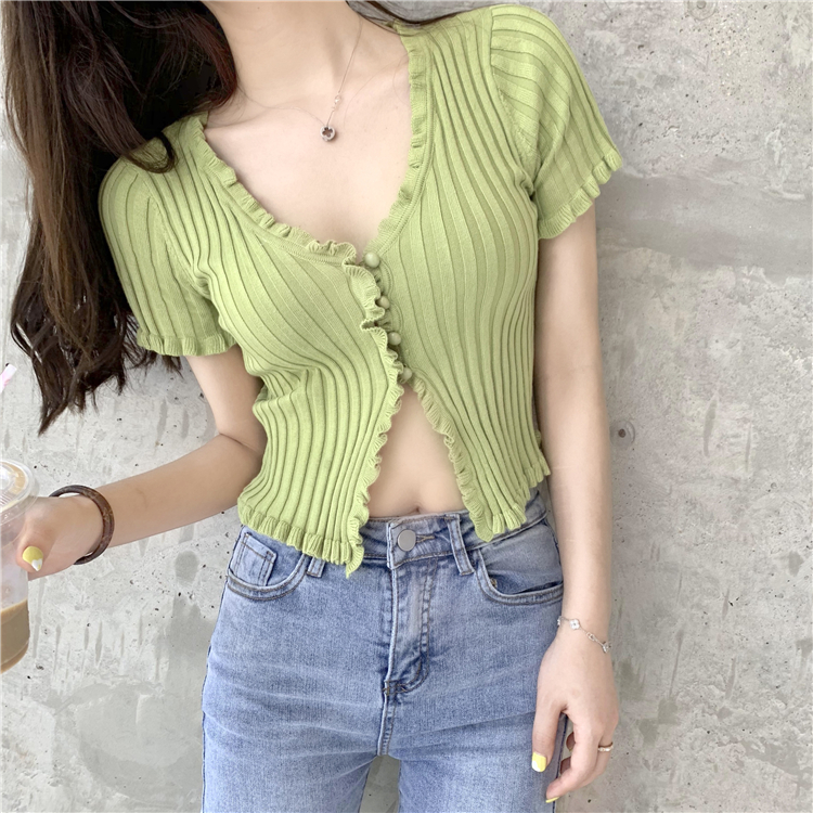 Ruffled Rib Knit Cardigan Shor - Women'S Fashion From The 90S 리뷰 및 가격