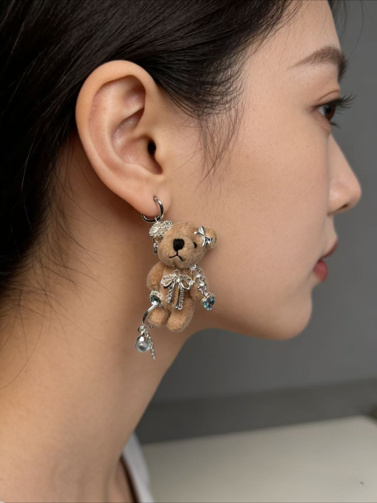 Harajuku Teddy Bear Earrings Y - Women'S Y3K Fashion 리뷰 및 가격