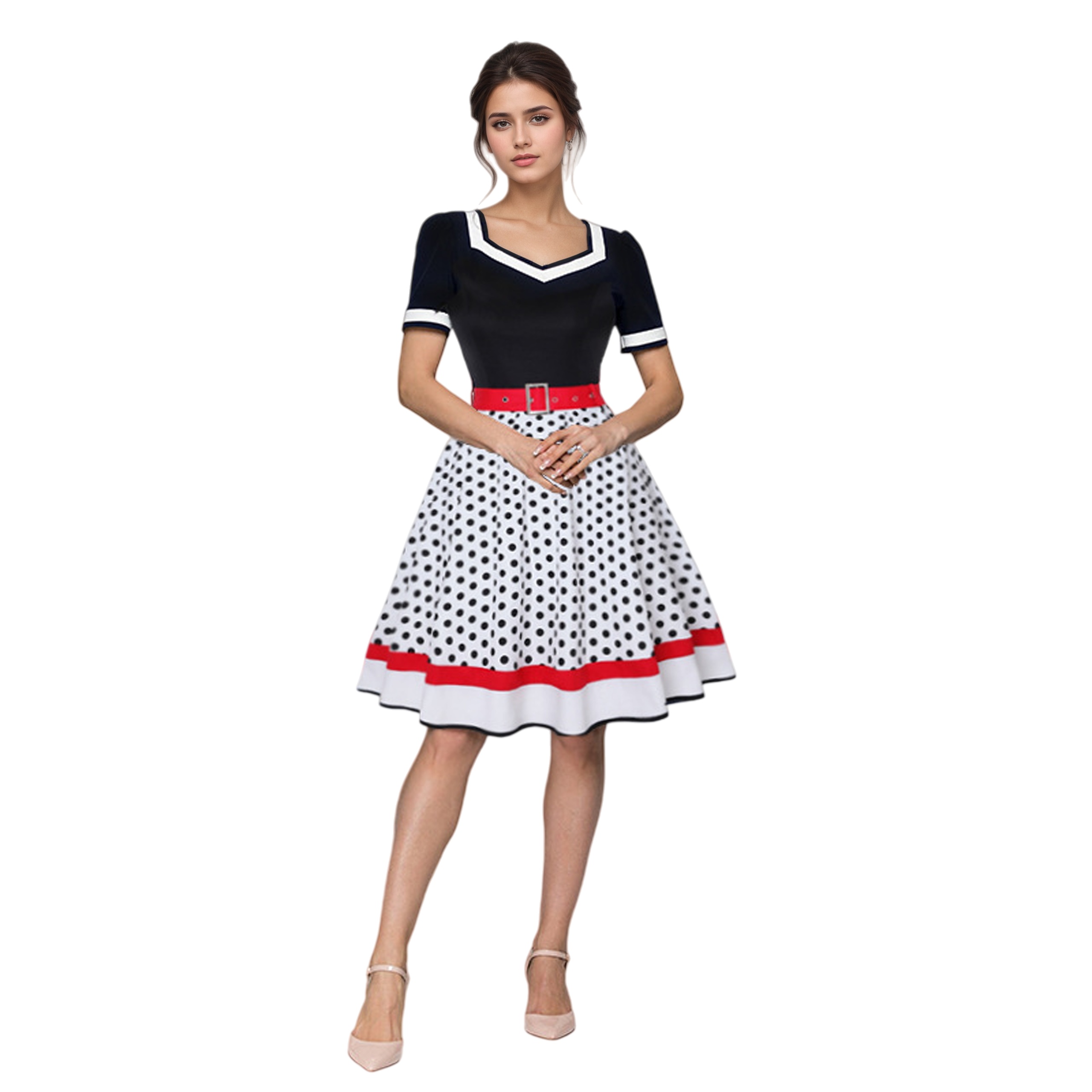 Vintage V-Neck Short Sleeve Sw - Women'S Fashion In The 50S 리뷰 및 가격