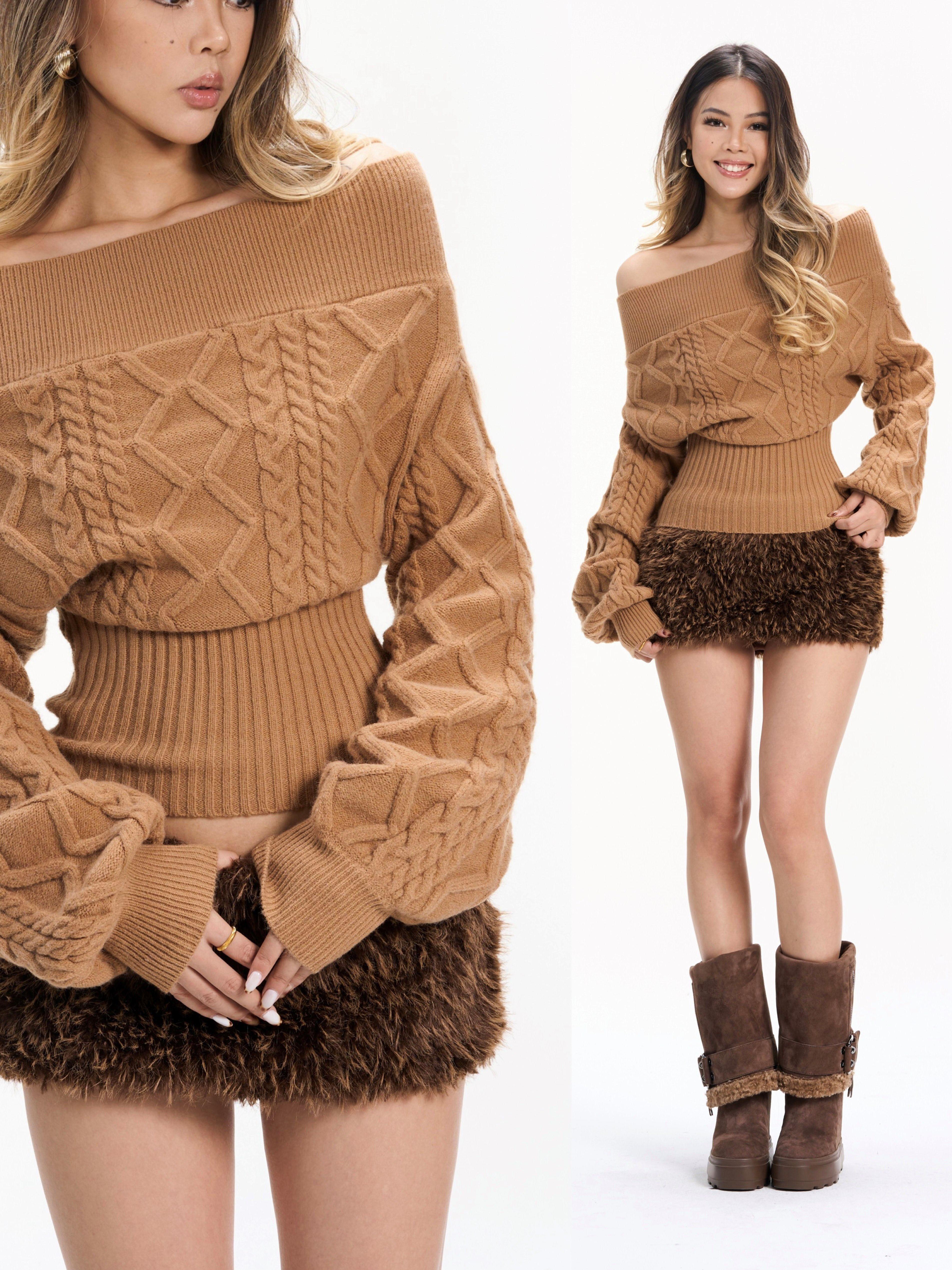 Thickly woven Z-pattern camel  - Women Fashion Zone 리뷰 및 가격