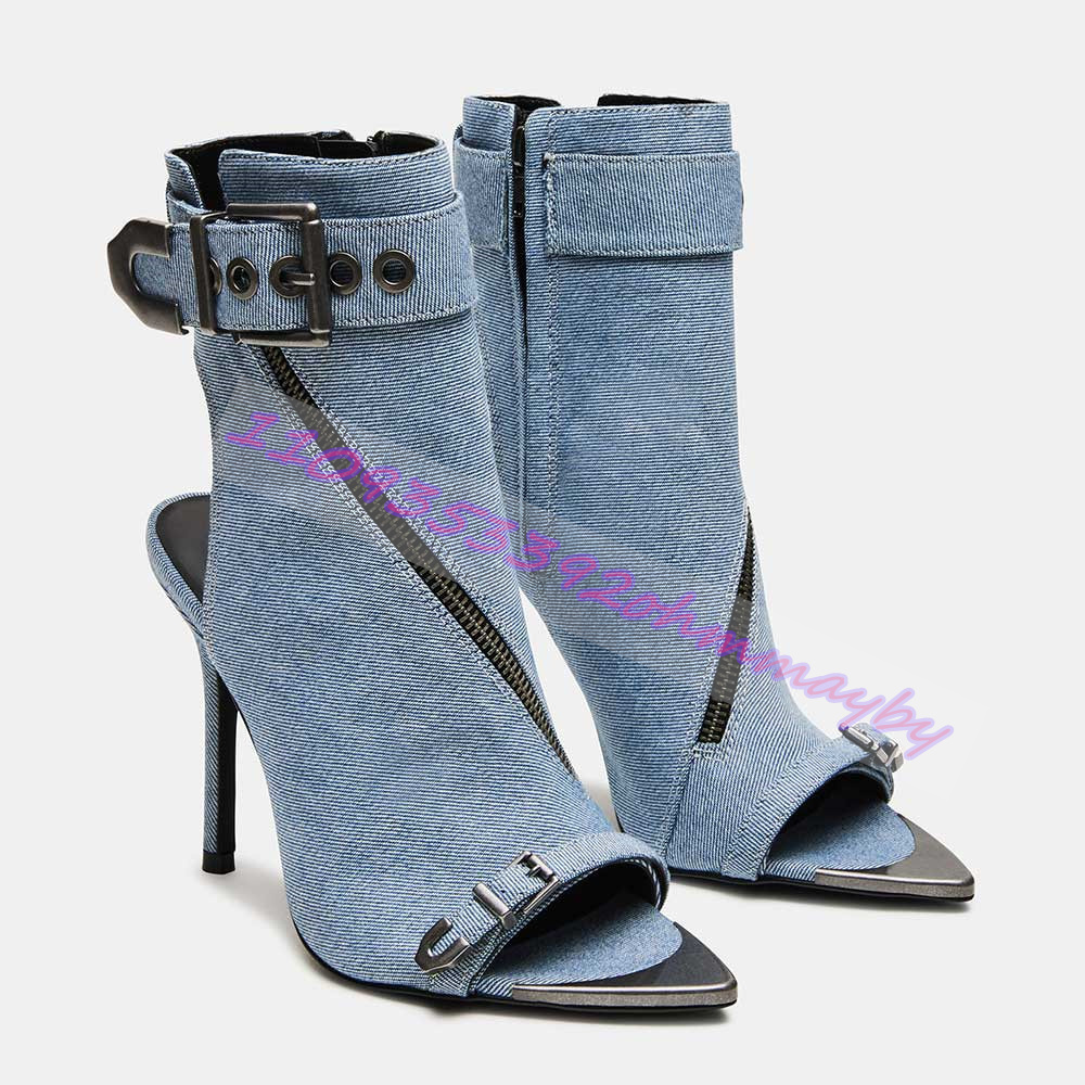 Summer Blue Denim Pointed-Toe  - Women'S Fashion Boots 리뷰 및 가격