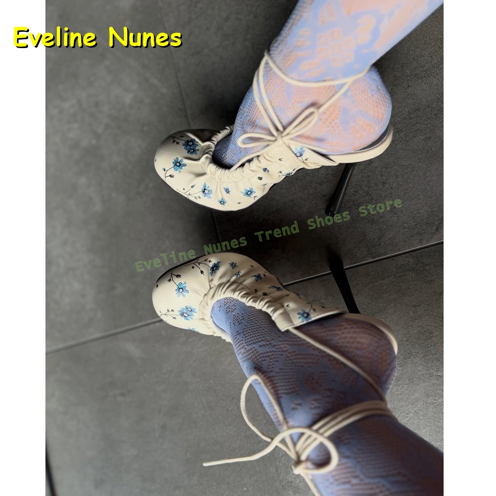 Cream White Floral Print Mary  - Women'S Fashion Boots 리뷰 및 가격