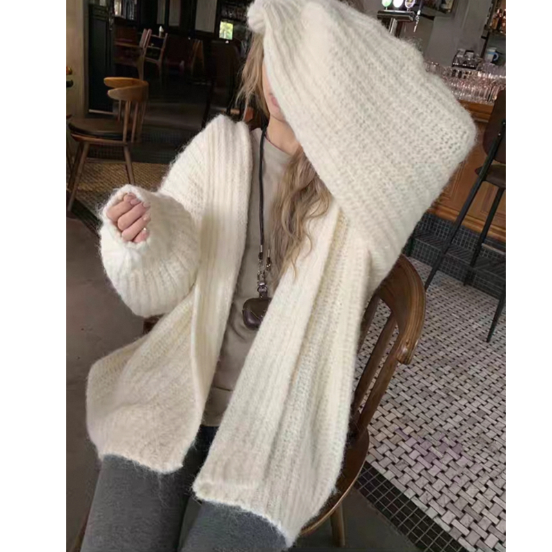 Chunky Knit Open Front Hooded  - Longline Cardigan Knit 리뷰 및 가격