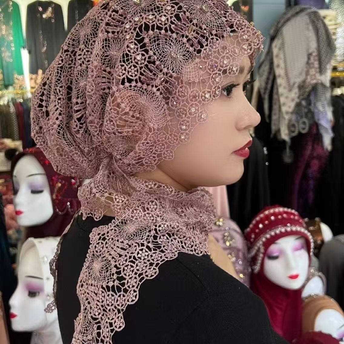 Muslim Hijabs Women Wedding De - Women'S Fashion Hats 리뷰 및 가격