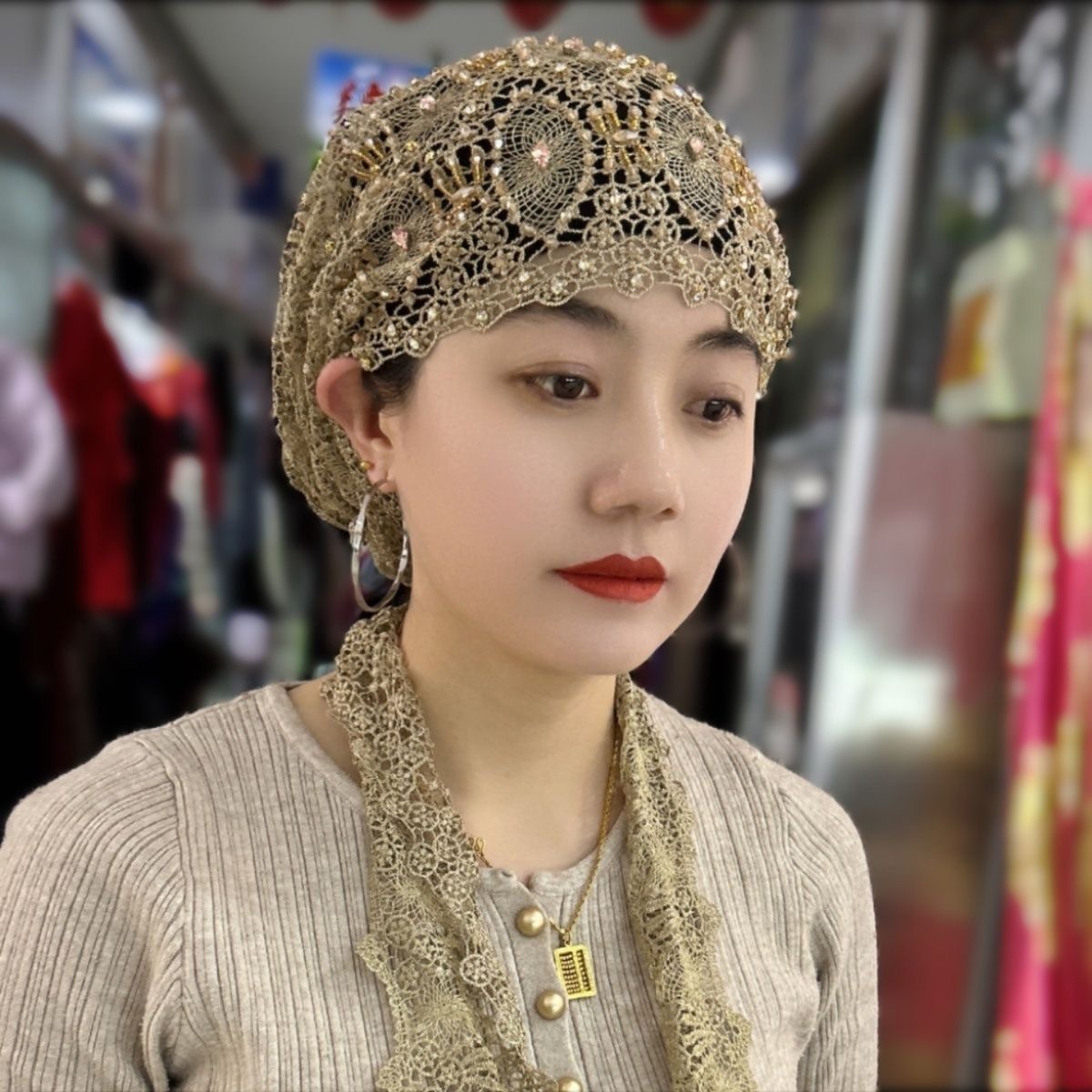 Muslim Hijabs Women Wedding De - Women'S Fashion Hats 리뷰 및 가격