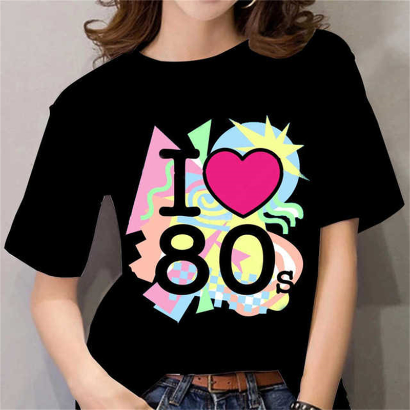 80s Womens T Shirt Femal Black - Women Fashion 80S 리뷰 및 가격
