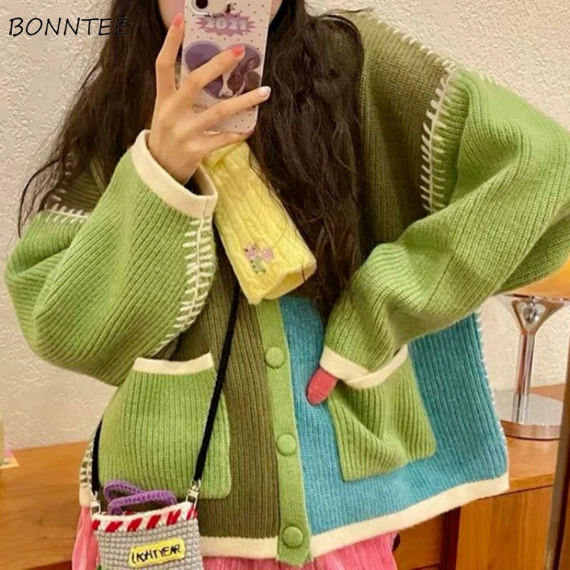Cardigan Women Patchwork S-4XL - Women Fashion 80S 리뷰 및 가격