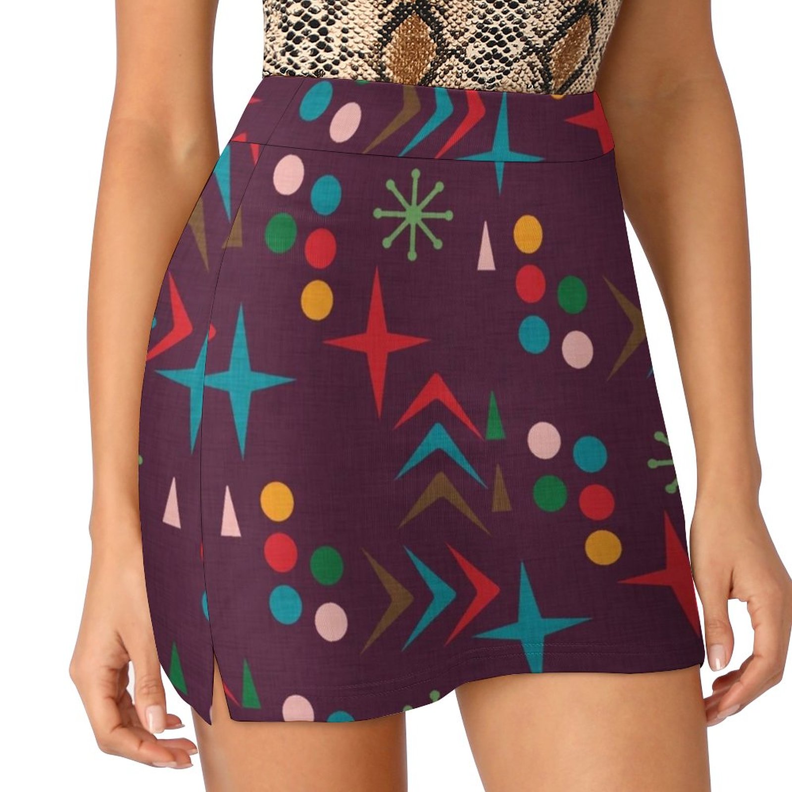 Atomic Pattern Purple Mid Cent - Women'S Fashion In The 50S 리뷰 및 가격