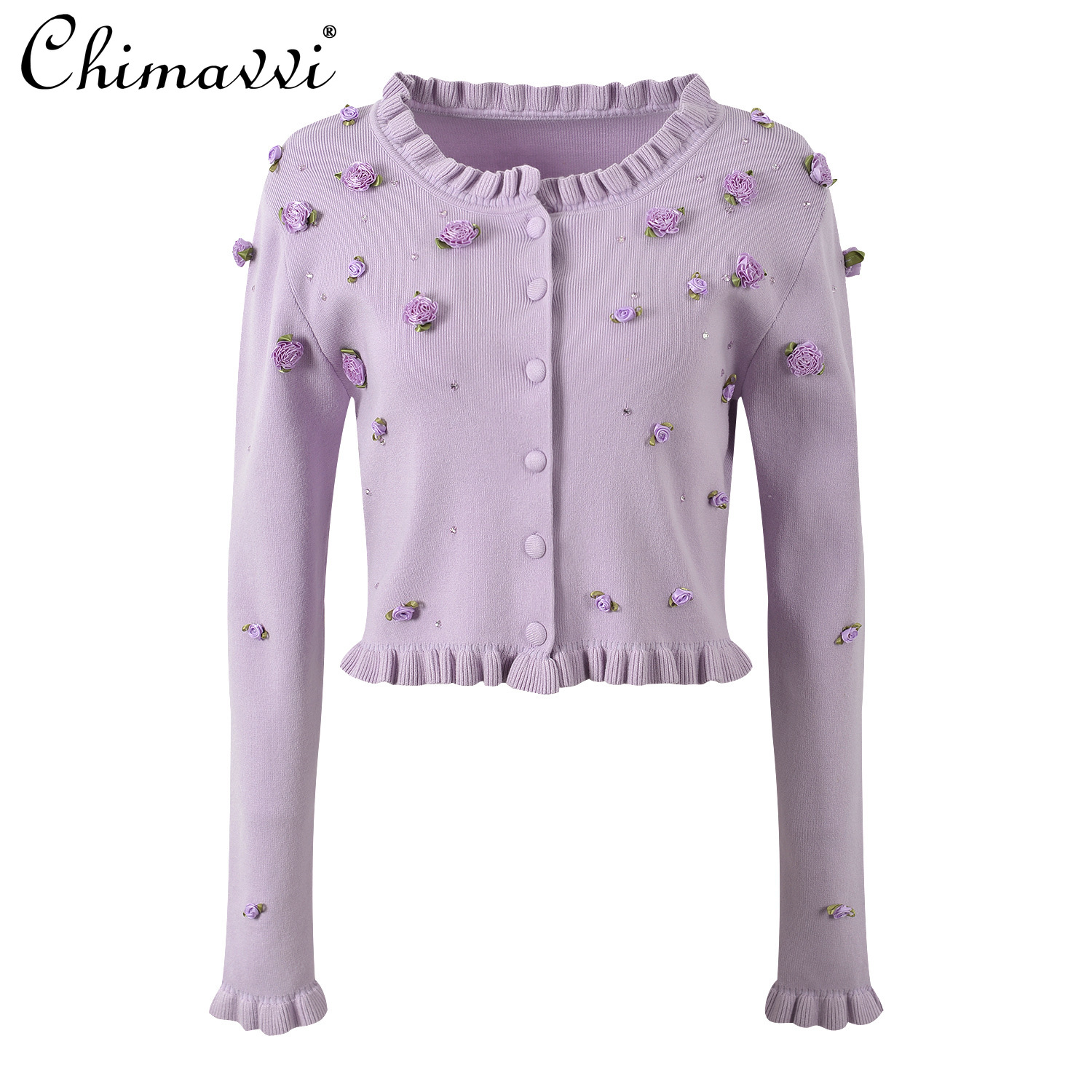 French 3D Flower Hot Diamond F - Longline Cardigan Knit 리뷰 및 가격