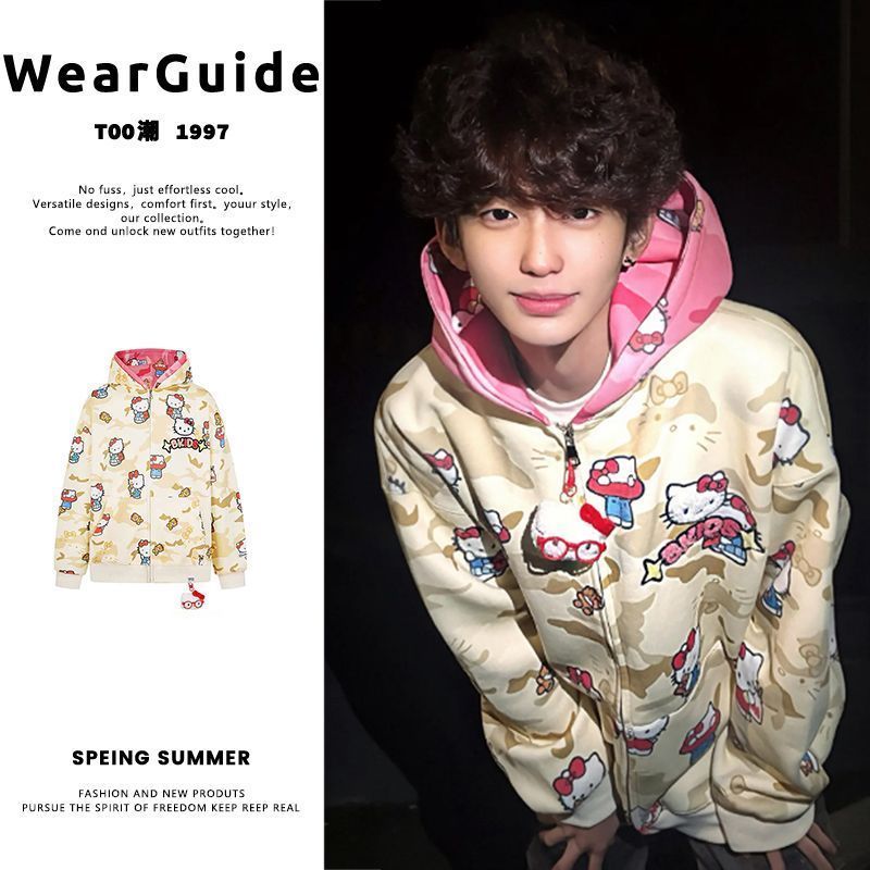 Ins New Hello Kitty Bapes Camo - Women Fashion Jackets 리뷰 및 가격