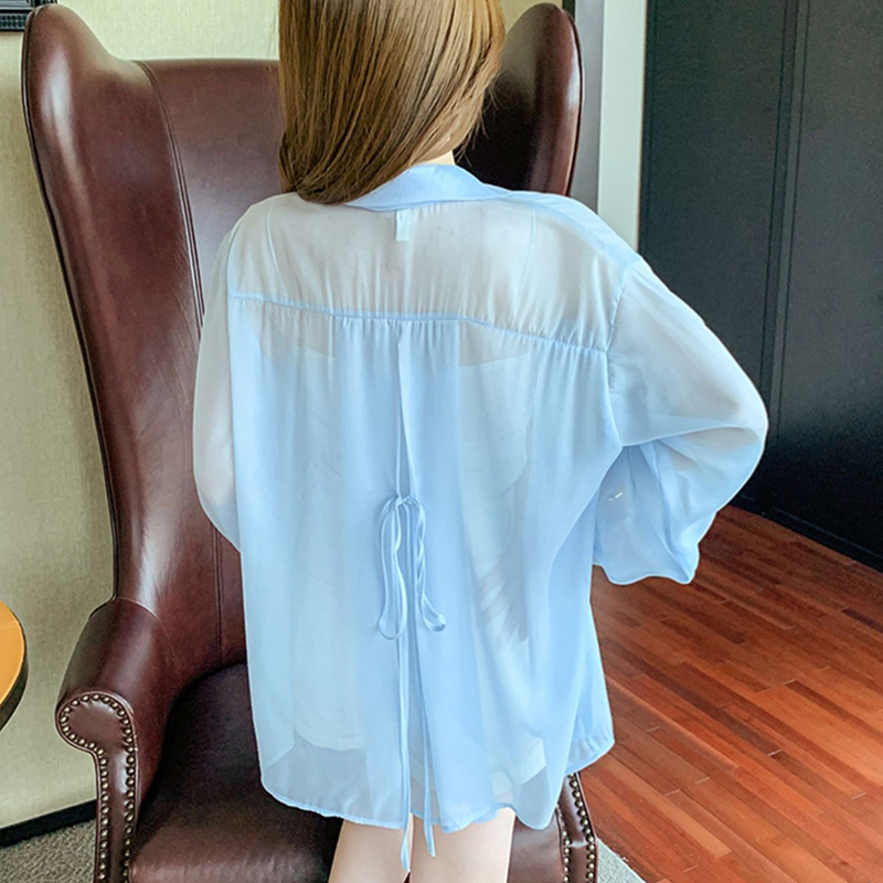 Tie Back Button Down Shirt Wom - Wrap Blouse Chiffon 리뷰 및 가격