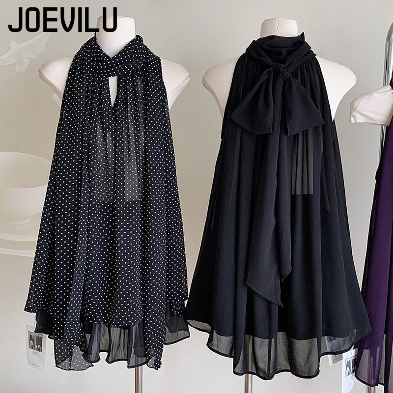 JOEVILU Sleeveless Lace Up Hal - Wrap Blouse Chiffon 리뷰 및 가격