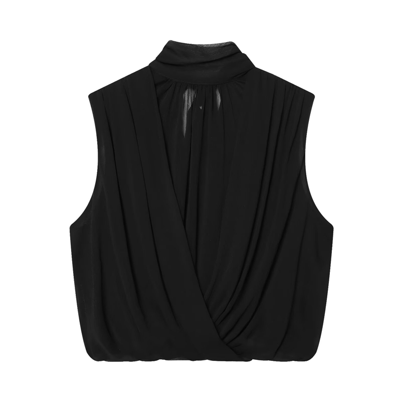 Black Draped Front Blouse Wome - Wrap Blouse Chiffon 리뷰 및 가격