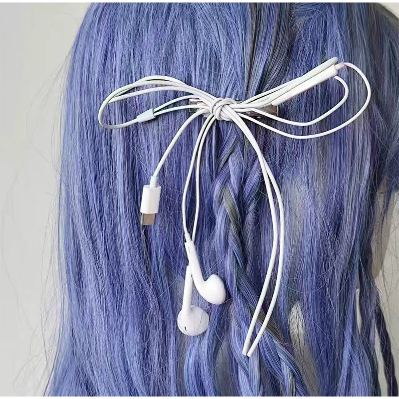 Headphone Wire Bow Hair Clip K - Women'S Y3K Fashion 리뷰 및 가격