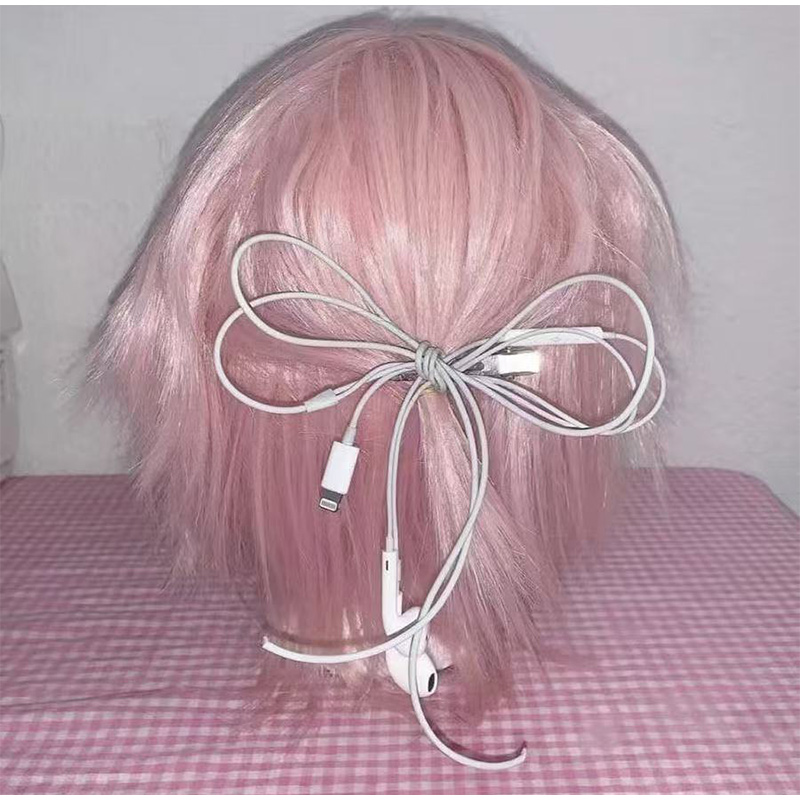 Headphone Wire Bow Hair Clip K - Women'S Y3K Fashion 리뷰 및 가격