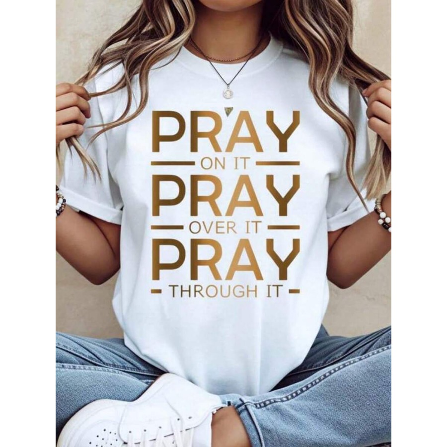 【New style】Pray On It Pray Ove - Women Fashion Quotes 리뷰 및 가격