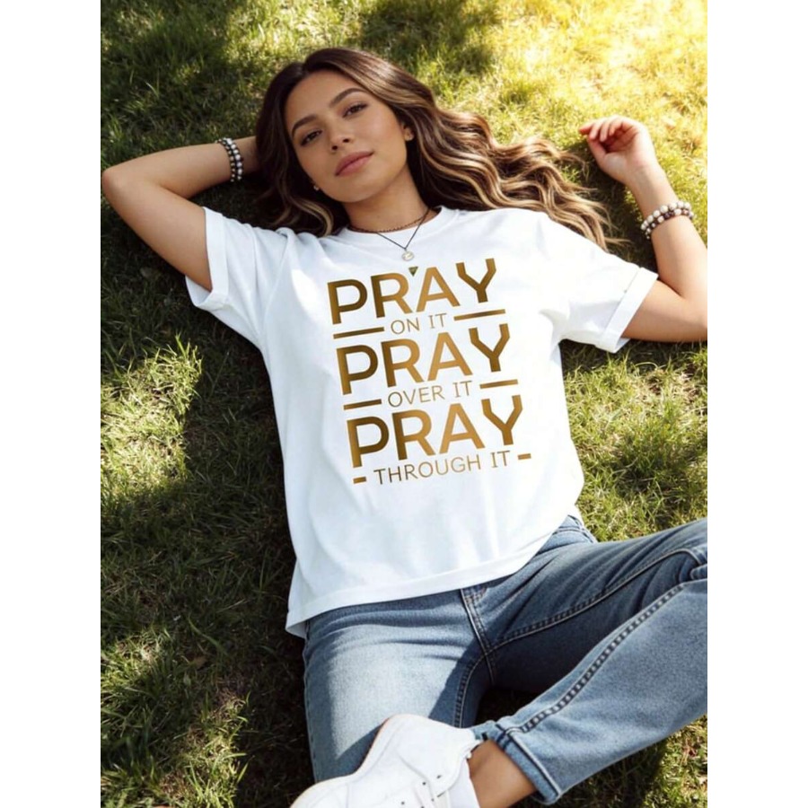 【New style】Pray On It Pray Ove - Women Fashion Quotes 리뷰 및 가격