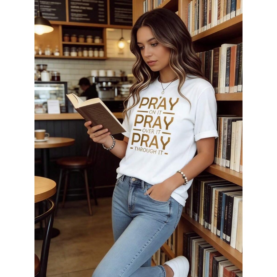 【New style】Pray On It Pray Ove - Women Fashion Quotes 리뷰 및 가격