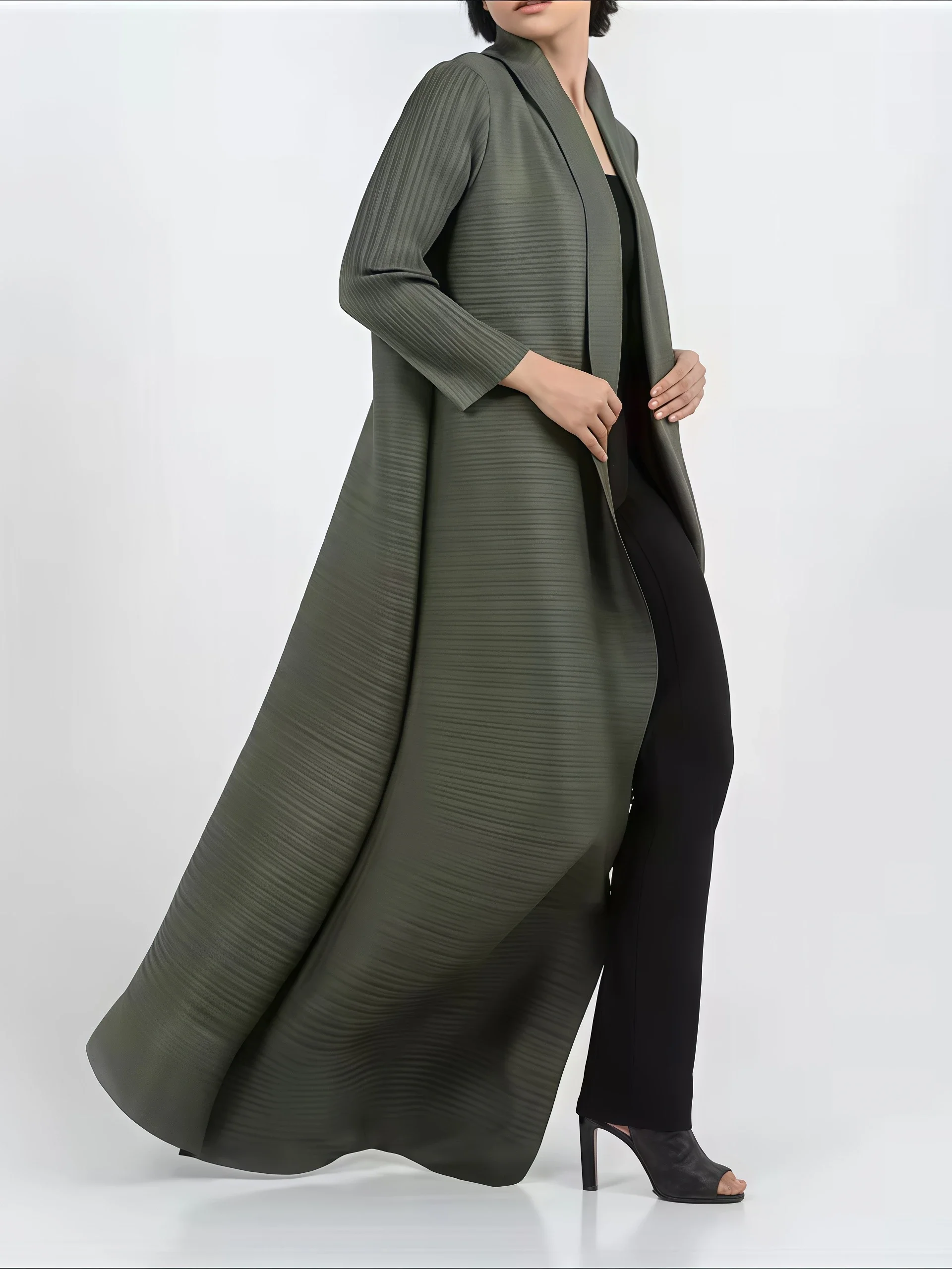 YUDX Miyake Pleated Print Fold - Longline Cardigan Knit 리뷰 및 가격