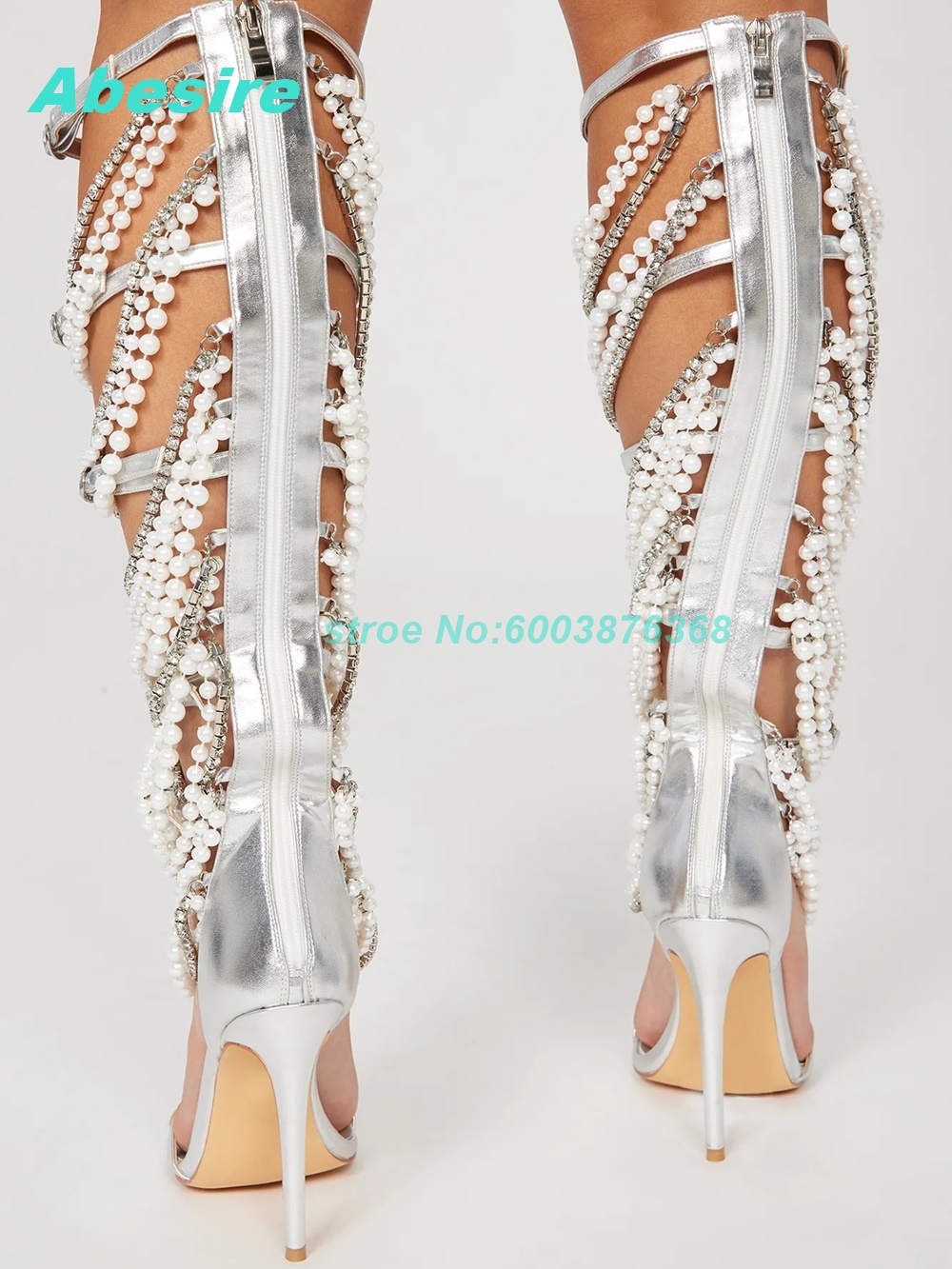 Pearl Crystal Strap Patchwork  - Women'S Fashion Boots 리뷰 및 가격